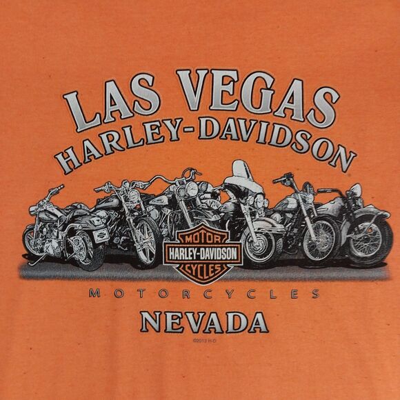 2013 Harley-Davidson Las Vegas Nevada Orange T Shirt Sz 2XL Work Hard Ride Hard - Picture 7 of 7